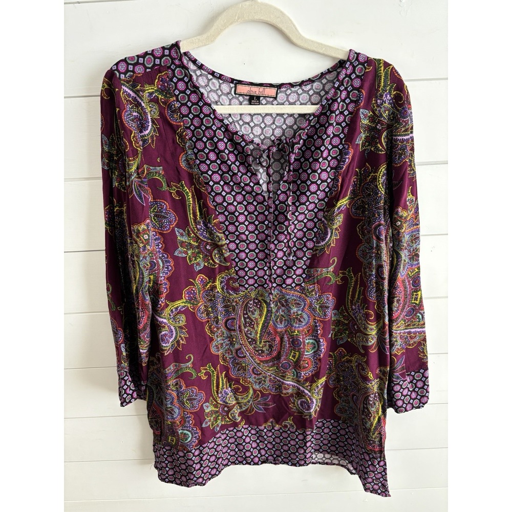 Olive Hill Women's‎ Blouse Size Large 0688
